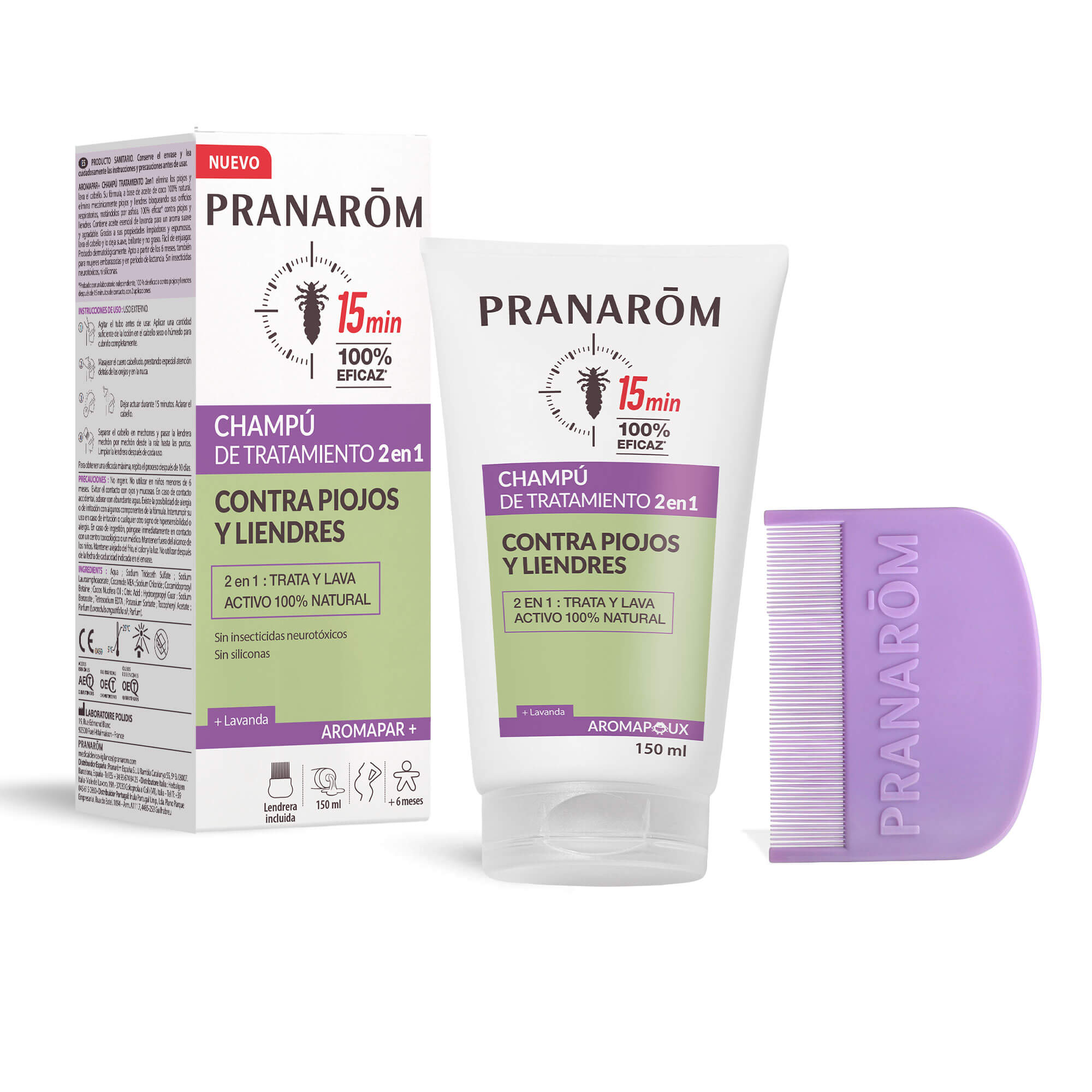 Champú de tratamiento 2 en 1 para piojos y liendres - Dispositivo médico